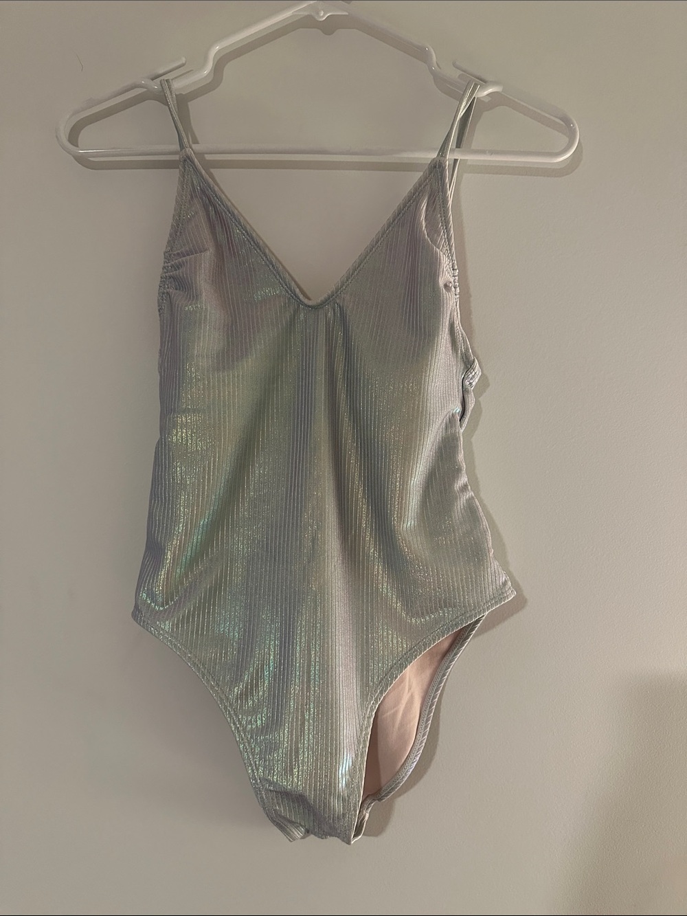 Xhilaration Iridescent Silver One-Piece Swimsuit